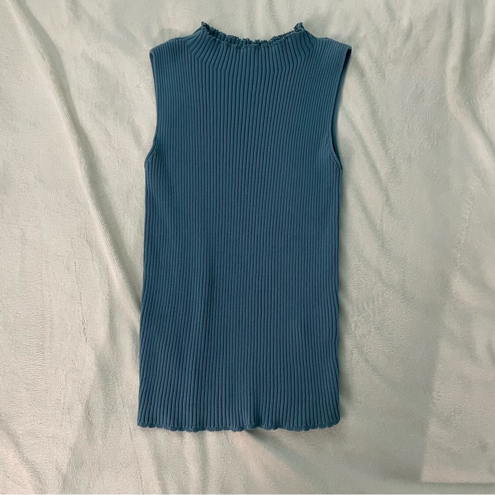 Light Blue High Neck Knit Top